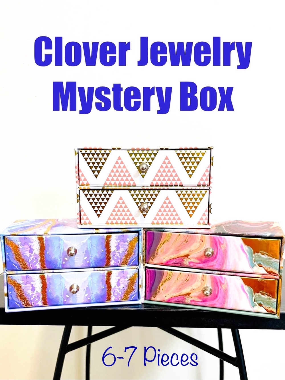 6 to 7 Pc Clover Jewelry Mystery Box In Jewelry Box Gold Filled And Gold Plated